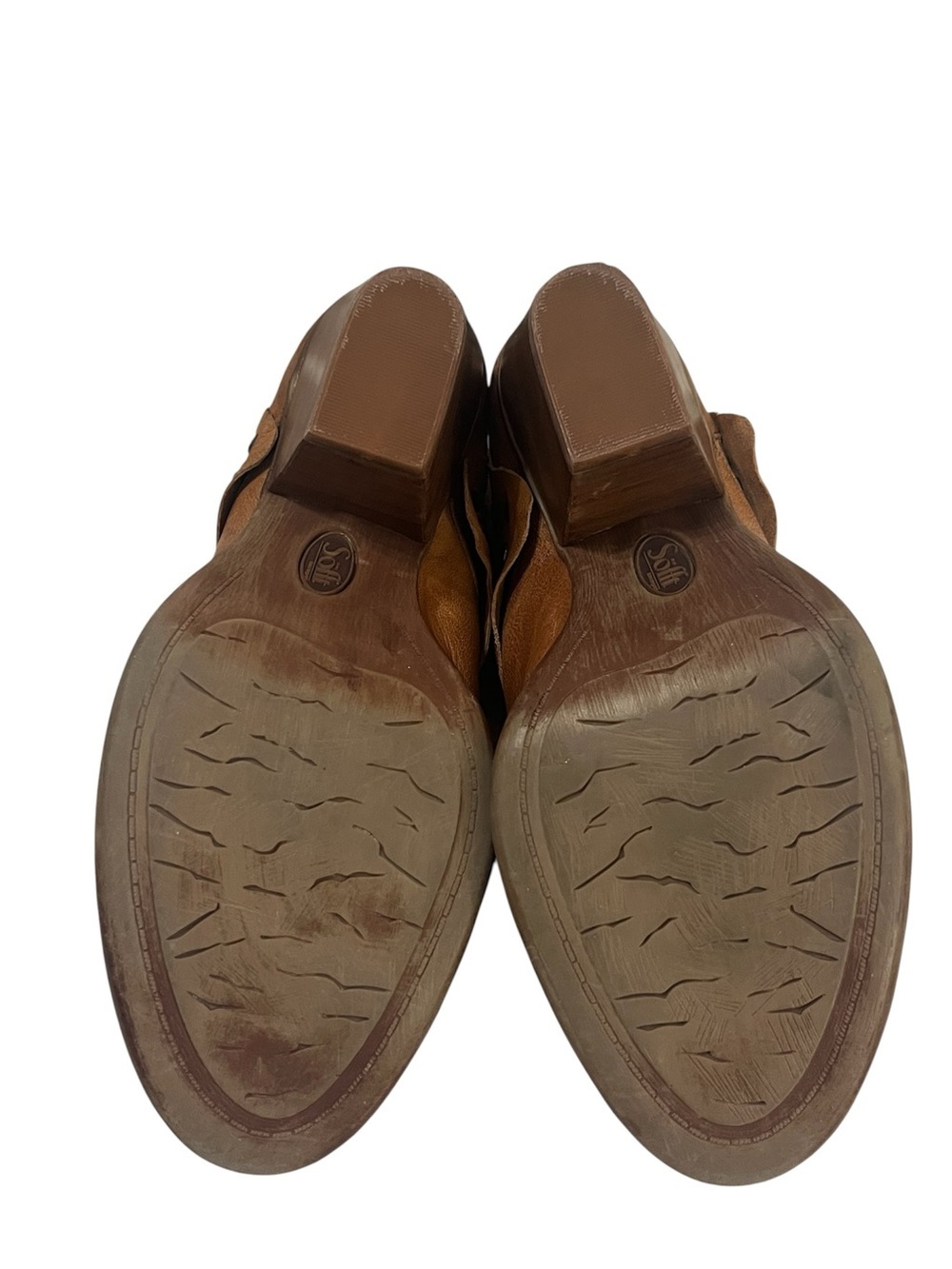 Sofft Gila Studded Stack Heel Distressed Leather Mules Warm Chestnut Brown Sz 10 - Picture 8 of 9